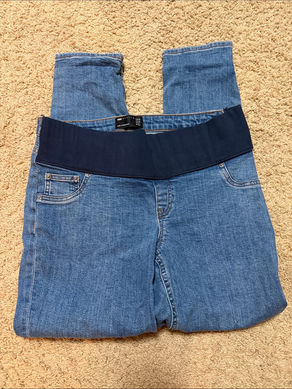 ASOS Maternity Blue Skinny Jeans with Navy Support Panel